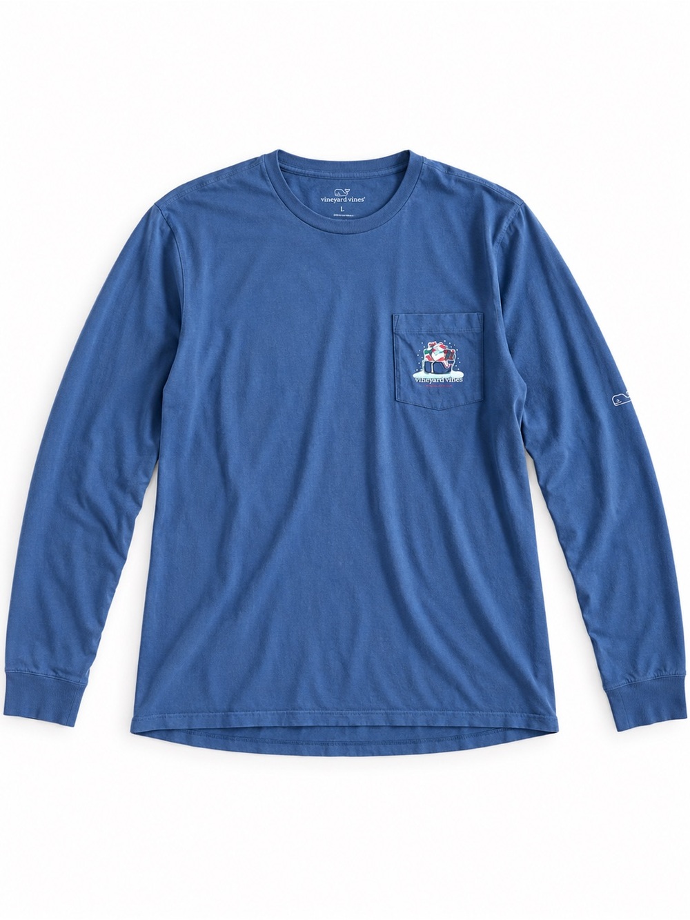 Vineyard Vines Santa Whale Merry Christmas Long Sleeve Pocket Tee XXL